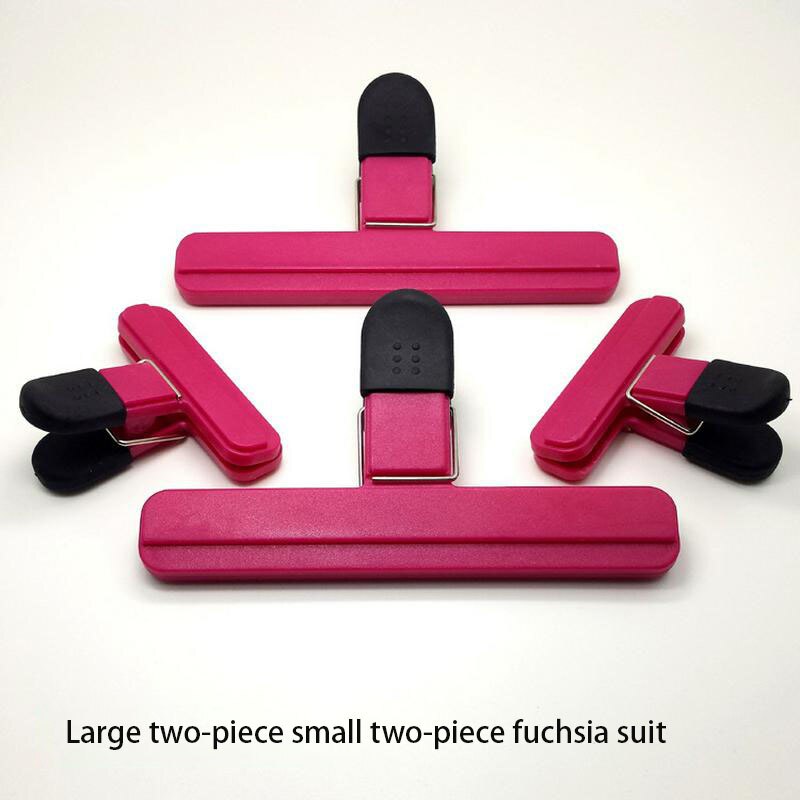 Universal Plastic Food Sealing Bag Clip Fresh Moisture-proof Snack Sealing Clip Postcard File Binder Clip Kitchen Tools: Fuchsia4PC