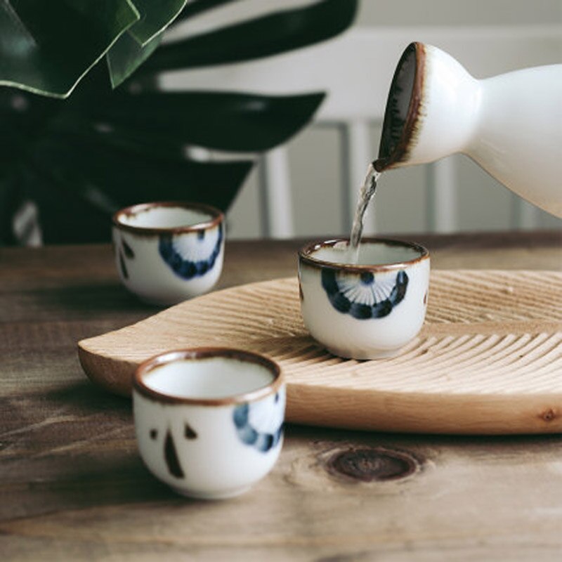 FANCITY Hand-painted hand-color sake bottle set household wine bottle wine glass white wine glass yellow wine glass dispenser