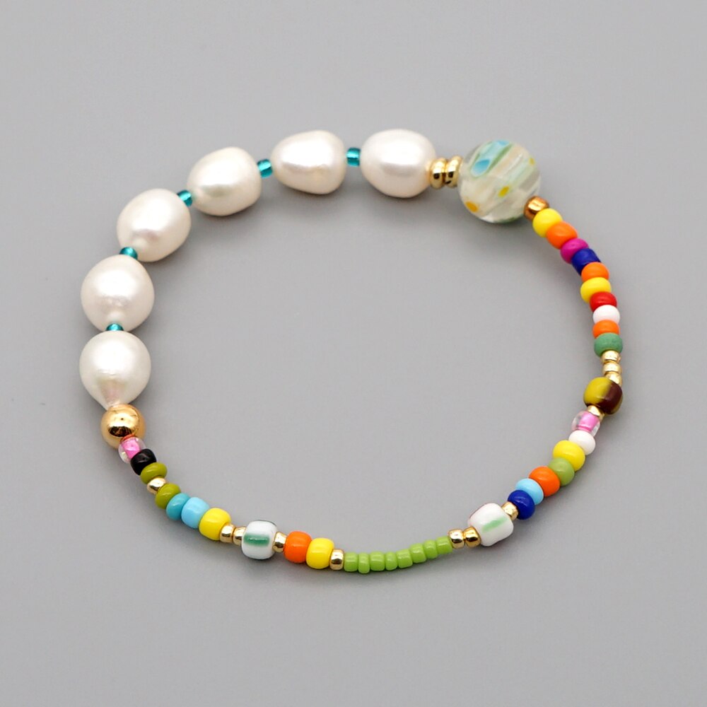 andare2BOHO Reale Della Perla dell'acqua Dolce Del Braccialetto Dei Braccialetti Delle Donne patchwork Perline Boho di proprietà Regalo Dei Monili Pulseras Mujer Moda Fatti A Mano: ZZ-B200033D