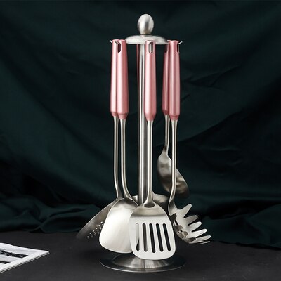 7Pcs Roze Goud Keuken Huishouden 304 Roestvrij Staal Keukengerei Set Koken Lepel Schop Keukengerei