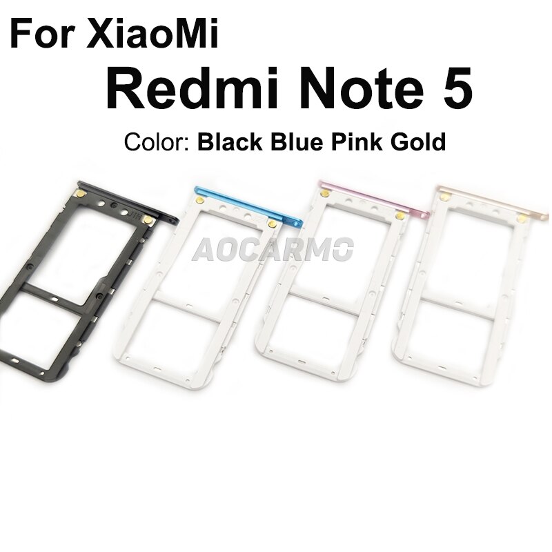 Aocarmo Für XiaoMi Redmi Hinweis 5 5A Metall Kunststoff Nano Sim Karte Tablett MicroSD Slot Halfter Ersatz Teil