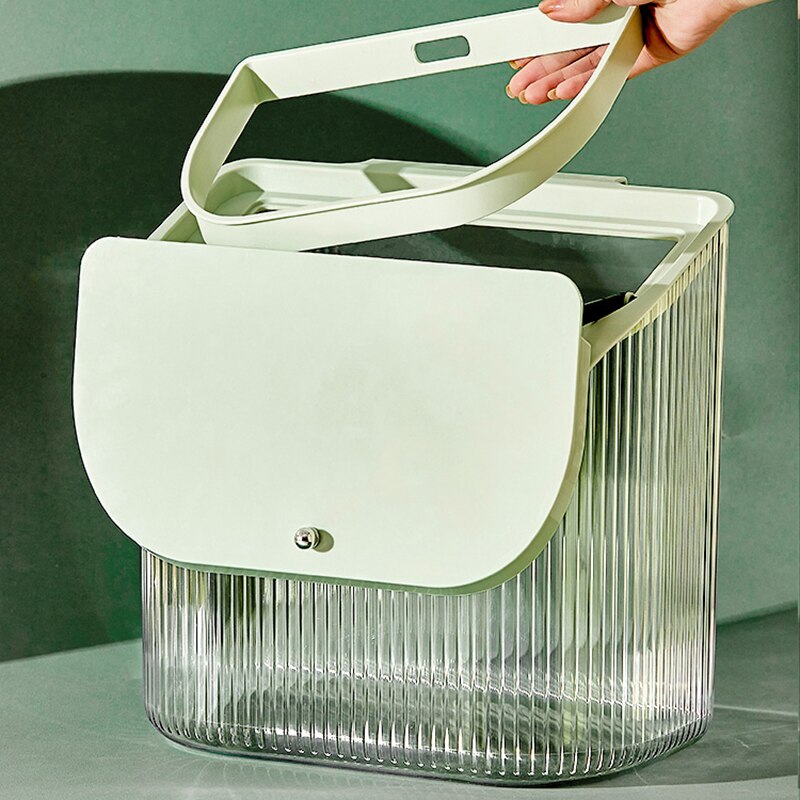 Poubelle de cuisine murale 12l avec couvercle, panier de rangement Transparent suspendu à la porte de l&#39;armoire, corbeille décorative