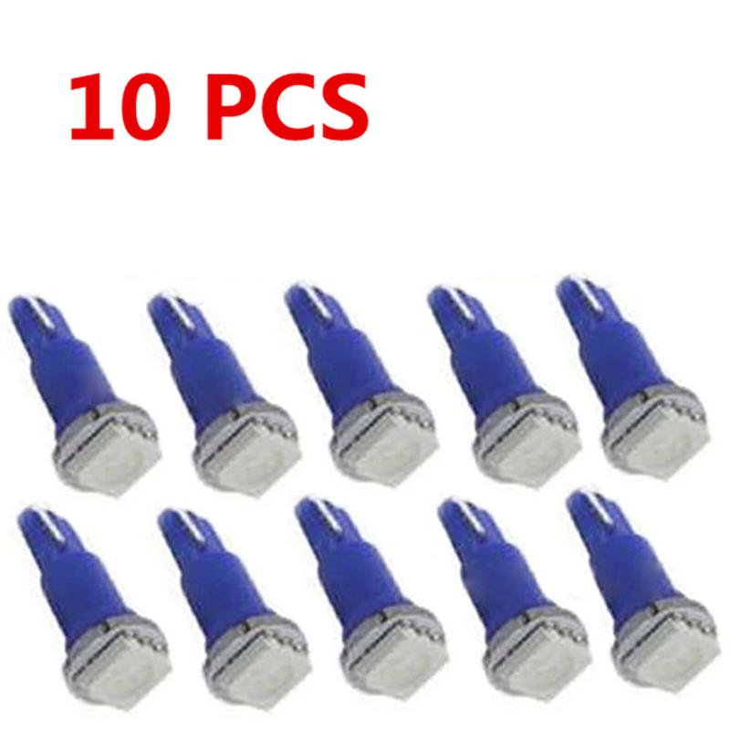 10pcs T5 5050 SMD Wedge Dashboard LED Light Bulbs (Blue)