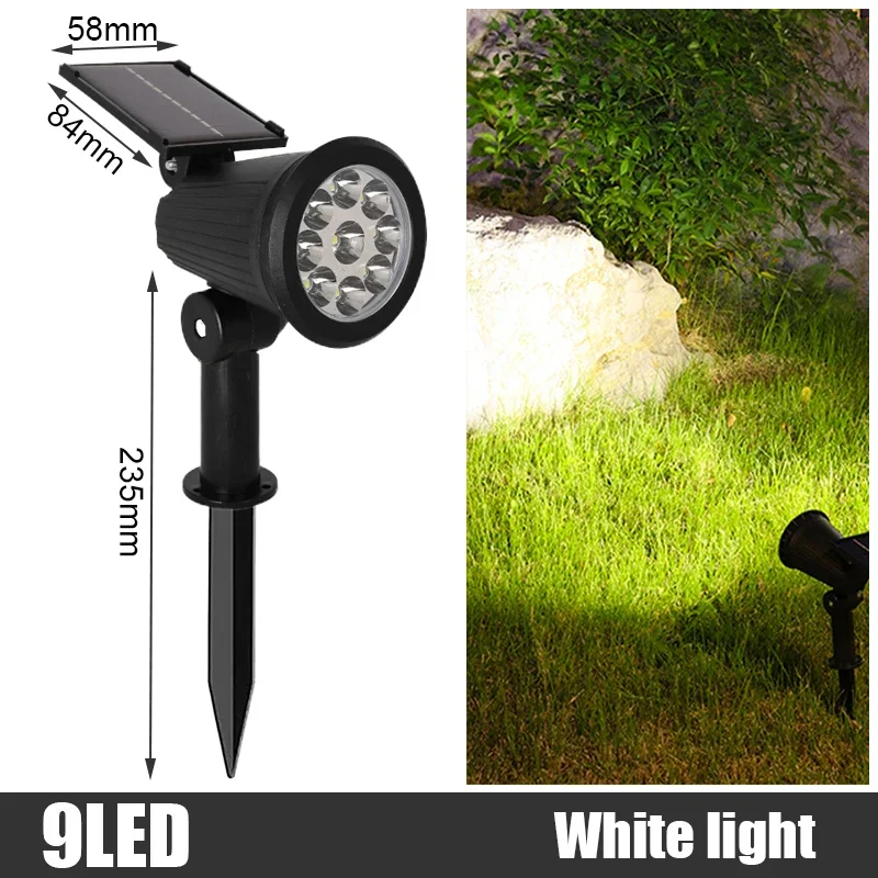 9/4 LED Solar LED-lichtspots Buiten IP65 Waterdichte verlichting Helderheid instelbaar voor tuin Achtertuin Oprit Patio Decor: Rood