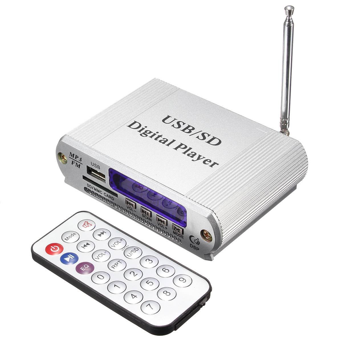 Top Angebote Mini Auto Auto USB Digital LED SD Audio Verstärker Verstärker MP3 Decoder SD/MMC Karte U Stick FM Radio Player Fernbedienung w