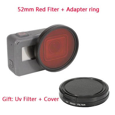Juego de filtros para GoPro Hero 7, 6, 5, accesorios, lente estrella 52mm ND 4/8/16/ CPL/UV/MC/filtro de color rojo con anillo adaptador de tapa de lente: Red Filter