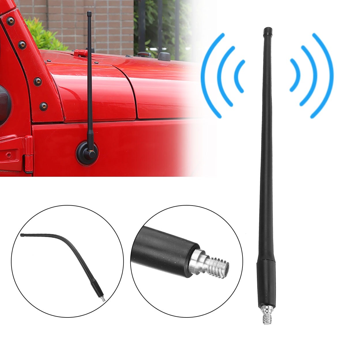 13" AM FM Radio Antenna for Jeep Wrangler JK JL 2007 Rugged Ridge