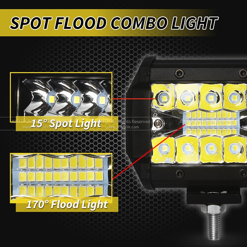 Xinfok Auto Led Spot Flood Work Light 3030 Smd Dc 12-24 Volt 60 Watt 6500K Verlichting Combo beam Voor Truck 4X4 4WD