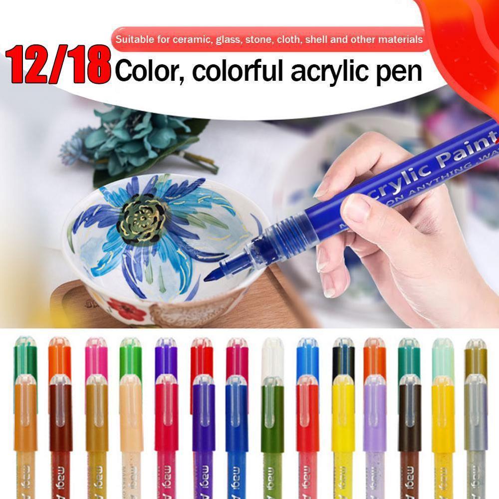 1 PC Permanent Acrylic Paint Marker Pen For Ceramic Painting Canvas Supplies Porcelain Cup Rock School Glass Wood Fabric Of V3N1
