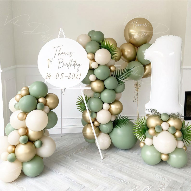 Juego de arco de globos, guirnalda de globos verde y rosa, confeti, soporte para decoración de boda, de cumpleaños, 117 Uds.