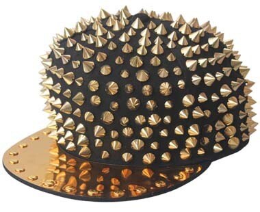 Hip hop Punk Rock Hats Spike Studs Rivets Snapback Caps Men Spring and Autumn Fitted Baseball Caps: gold