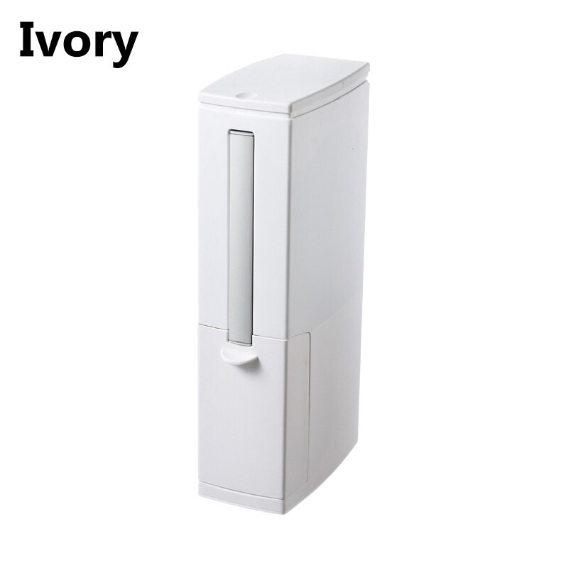 Bathroom Trash Bucket Set Waste Bin Plastic with Toilet Brush Dustbin Kitchen Trash Can Garbage Bag Household Cleaning Tools: Ivory