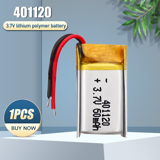 3.7V 60Mah 401120 Oplaadbare Lithium Polymeer Batterij Voor MP3 MP4 Gps Speelgoed Bluetooth Oortelefoon Selfie Stick Smart Horloge 401119: 1PCS