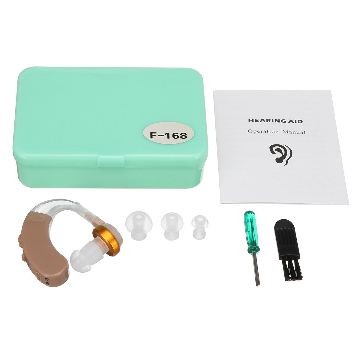 F-168 Hearing Aids Voice Amplifier Device Adjustable Sound Enhancer Ear Care Kit Lightweight For Hearing Impaired Person