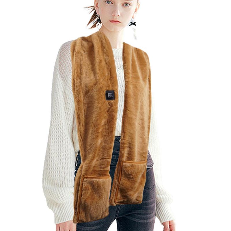 Sciarpa riscaldante con dovuto tasche laterali Sciarpa riscaldata elettrica USB Scaldacollo morbido con controllo della temperatura a tre marce per donna uomo