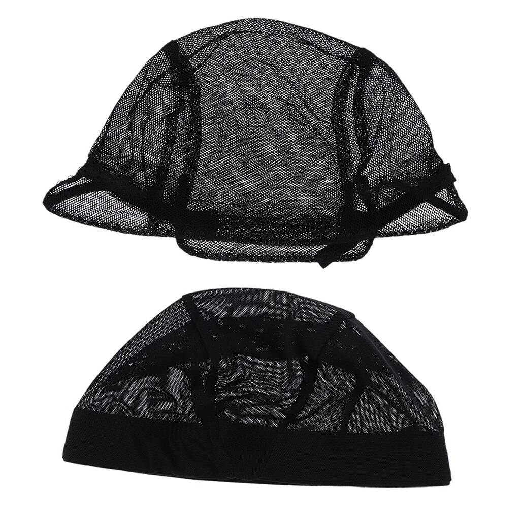2pcs Adjustable Weaving Net Wig Cap Wig Making Weave Cap Elastic Hair Net Black