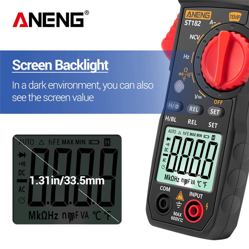 ST182 Smart Digital Clamp Meter High-precision Multimeter 400A AC/DC Clamp Meter Digital Display Backlight Clamp Meter