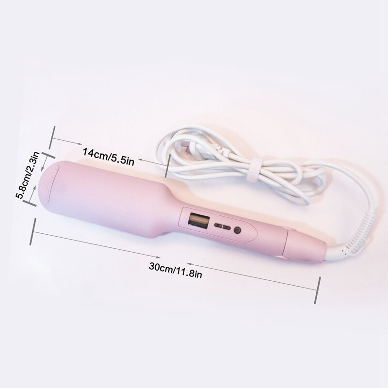 Curling Tongs Wand Deep Waver For Waves Curling Iron Tourmaline Ceramic 2 Barrel Hair Styler Volume Styling Tools: Pink EU