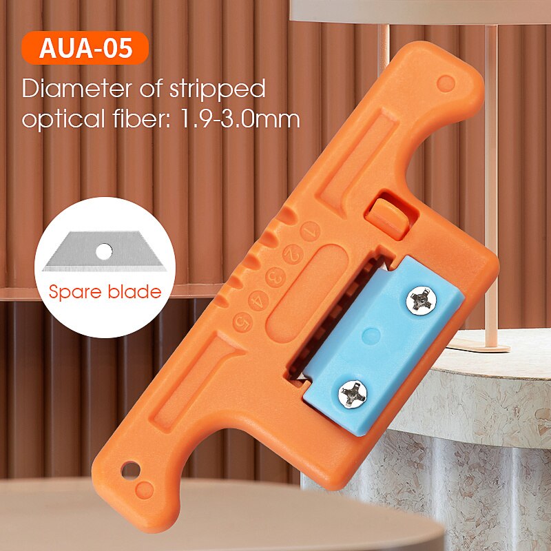 Fiber Cable Ribbon Stripper FTTH Fiber Optic Stripping 1.9~3mm Access ToolKit Loose Buffer Tube Stripper AUA-05: Orange And Blade