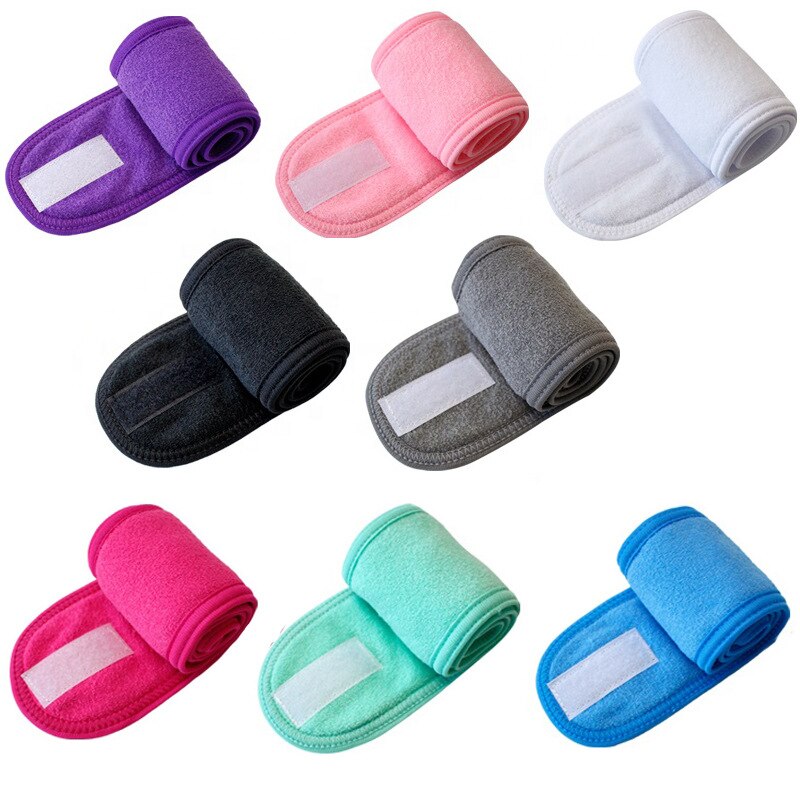 Serre-tête avec serviette réglable, bandeau anti-transpiration, antidérapant, extensible, lavable, pour le maquillage du visage, le sport