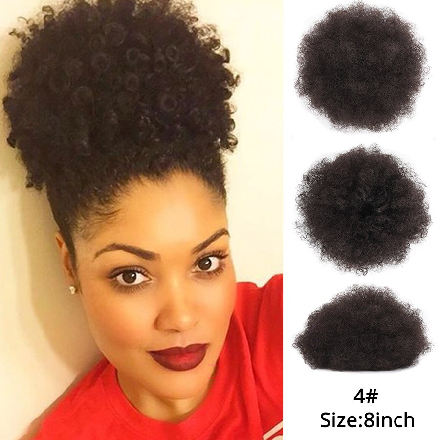 Alileader coc scurt de păr puf afro super-sintetic 8 inch șnur scurt coadă de cal clemă extensie de păr coci de păr crepus: 4