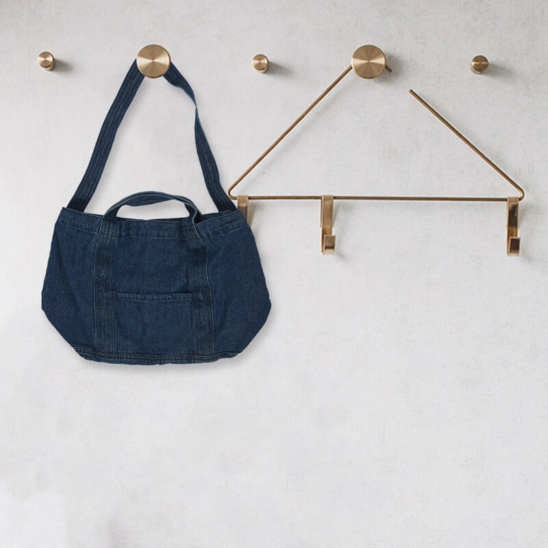 Denim Slouch Borsa Casual Jean Borsa In Tessuto Per Il Tempo Libero Coreano di Modo di Stile Giapponese sacchetto del Messaggero di Modo Top-Handle Bag, navy Blu