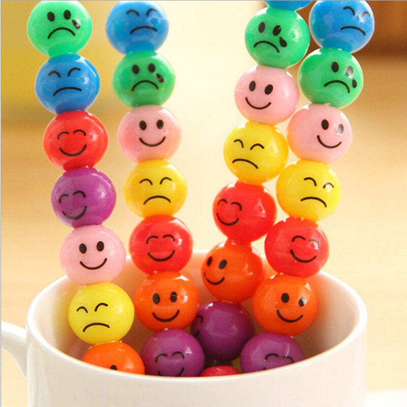 7 Colors Cute Stacker Swap Smile Face Crayons Children Drawing