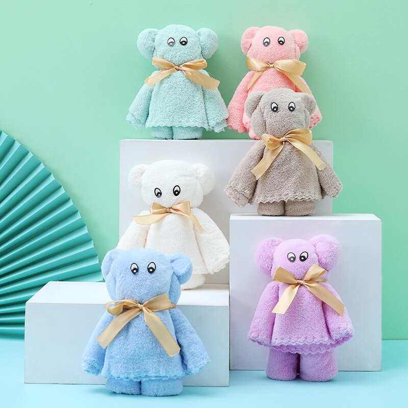 Cartoon Bear Coral Fleece Towel Absorbent Coral Velvet Towel Shower Hair Face Hand Towel Wedding Party Bathroom Towels