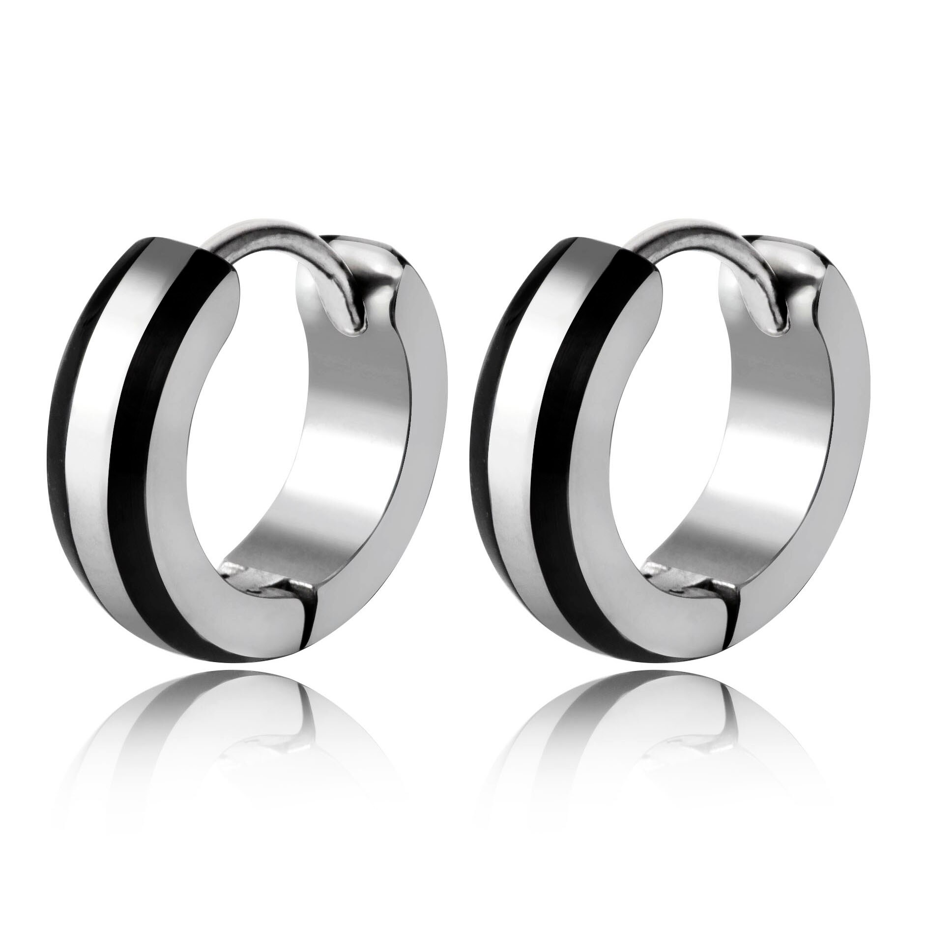 Vendimia Punk Rvs Huggie Hoop Oorbellen Eenvoudige Stijl Zwart Patroon Zilveren Kleur Cirkel Oorbel Voor Vrouwen Man Sieraden: 7387