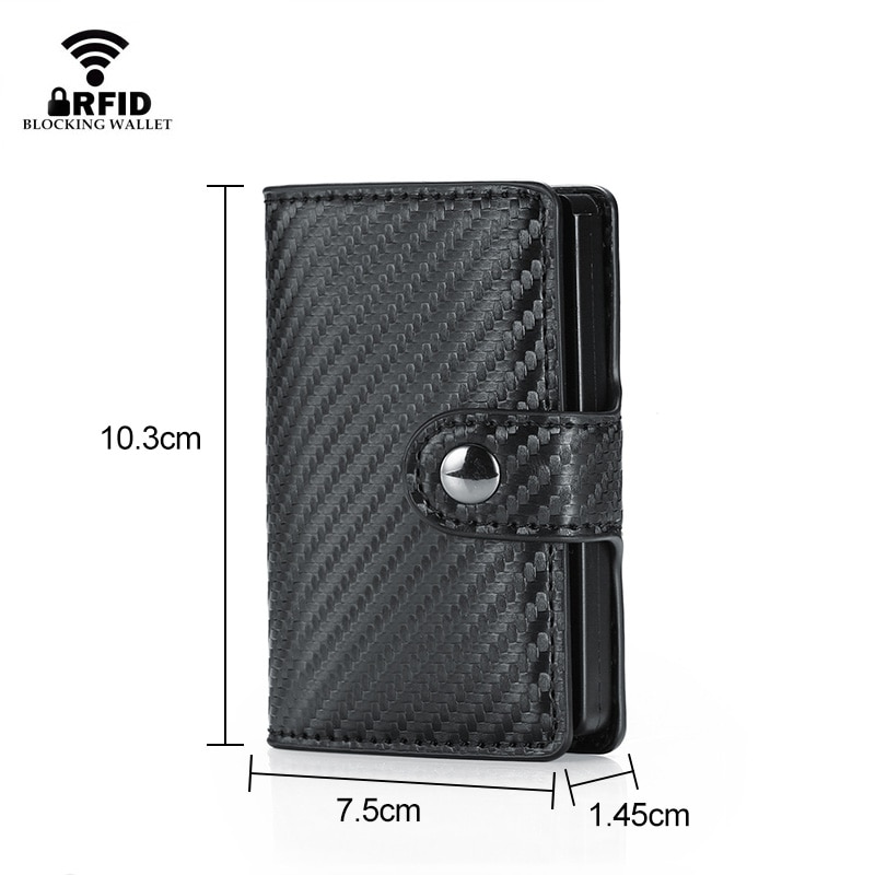 DIENQI Rfid Carbon Fiber id Credit Card Holder Case Metal Smart Minimalist Wallet Men Business Bank Cardholder Cart Holder