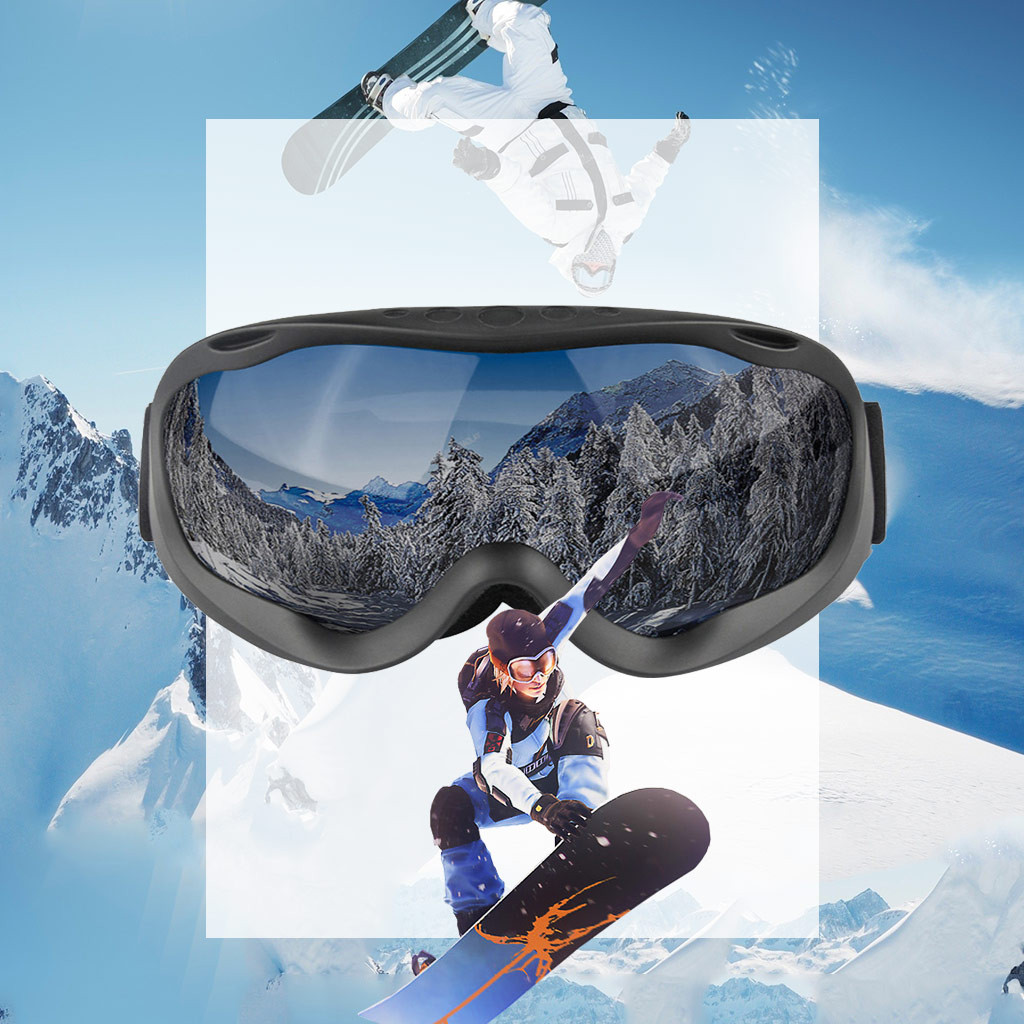 ski goggles double layers lens anti-fog anti-UV Large frame ski glasses skiing snowboard Mens snow goggles: B