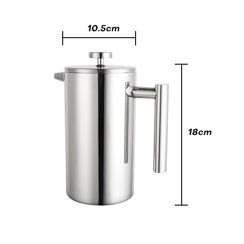 Franse Pers Koffiezetapparaat Rvs Koffie Percolator Pot, Dubbele Muur & Grote Capaciteit Handleiding Koffiekan Koffie Containers: 1000ml