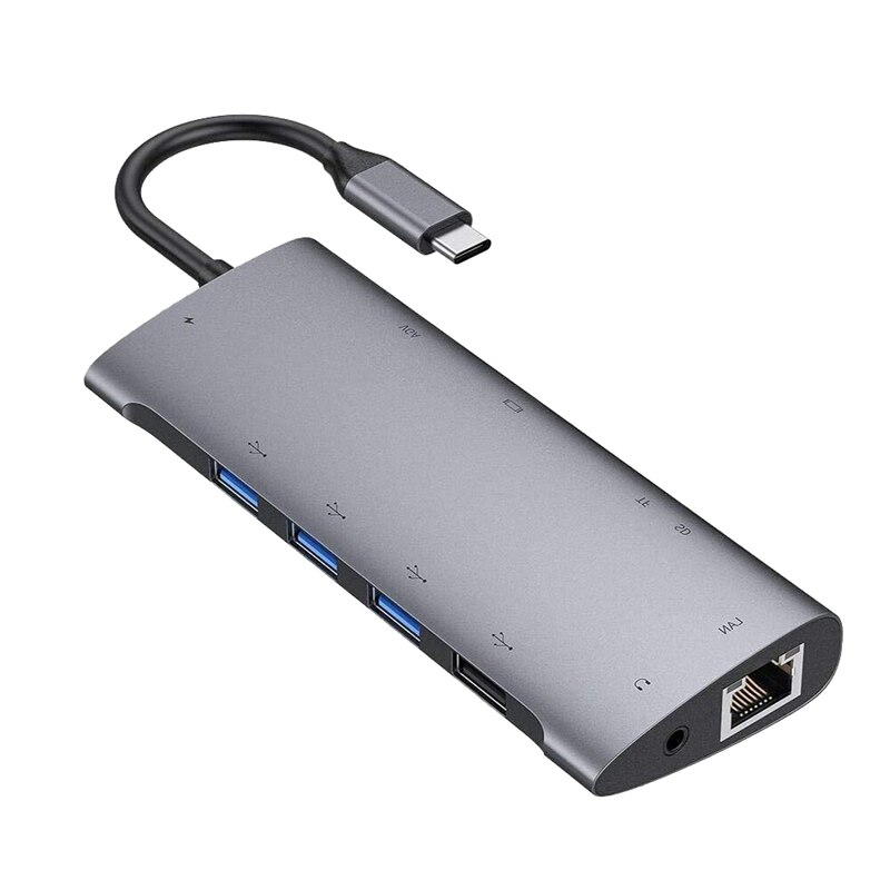 Usb C Hub,Type C Hub Adapter Met 1080P Vga, 4 Usb 3.0/2.0 Poorten, usb C Power Levering Poort, RJ45 Gigabit Ethernet: Default Title