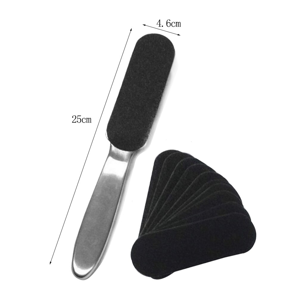 Double Sided Foot File Pedicure Tools + 10pcs Dry Sanding Papers Feet Callus Dead Skin Remover Pedicure Tool Foot Rasp File Set