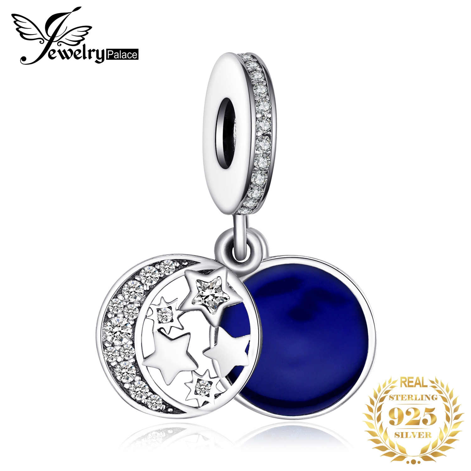 JewelryPalace Blue Moon Star 925 Sterling Silver Bead Charms Silver 925 Original For Bracelet Silver 925 original Jewelry Making