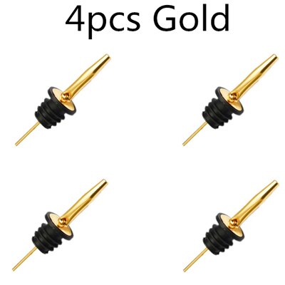 4 Stks/set Wijn Fles Schenker Stopper Rvs Wijn Liquor Geest Schenker Free Flow Wijnfles Schenktuit Stopper Bar tool: 4pcs Gold