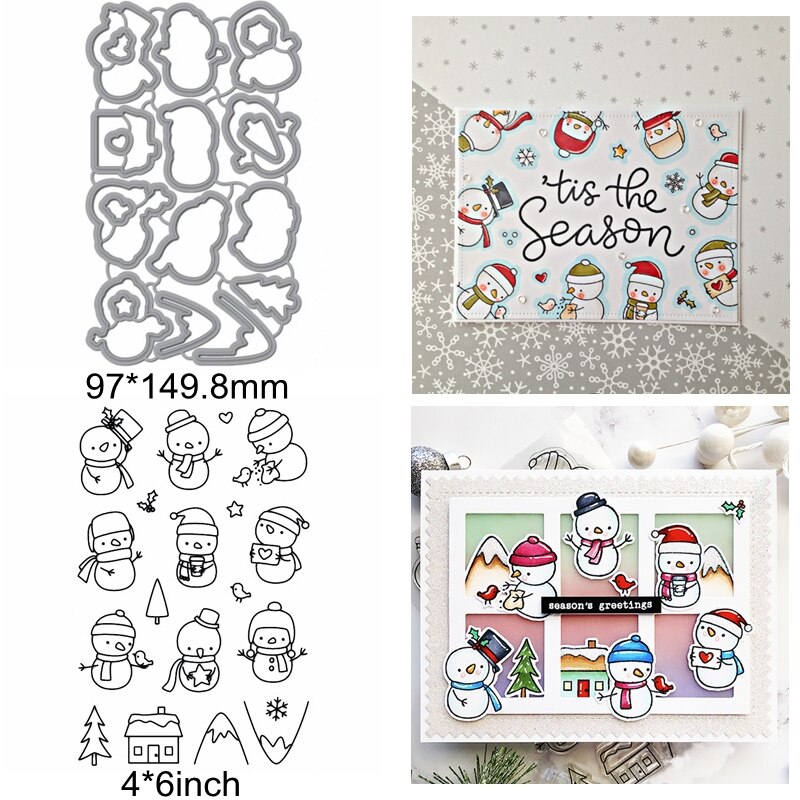 Troqueles de corte de Metal para manualidades, letras del alfabeto elfo, oso, árbol de invierno, Feliz Navidad, Matc, sellos de silicona transparentes,: 4