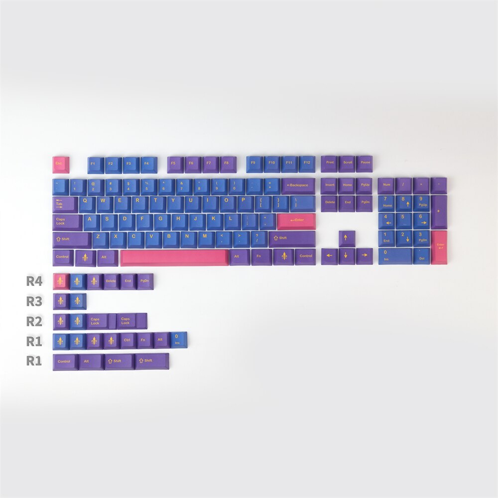 GMK Vaporwave Keycaps PBT DYE-Sublimation Mechanical Keyboards 124 Keys Cherry KeyCap For MX Switch GH60 64 68 84 87 104 Layout: R4