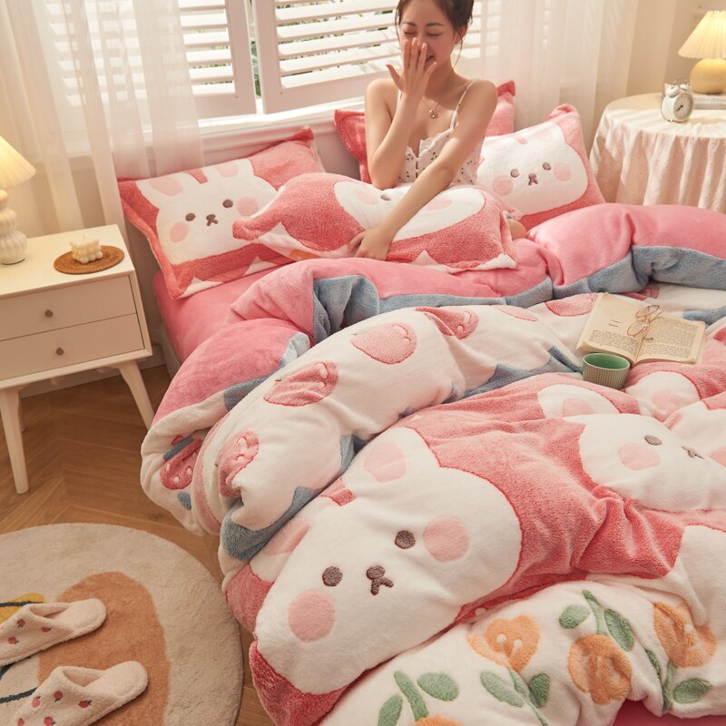 Winter Flanell Bettbezug 1 stücke Weiche Warme Korallen Vlies Decke Halten Warme Bett Decke Abdeckungen 220x240 Waschen bettwäsche Heim Textilien: 01 / 1Stck 220x240cm