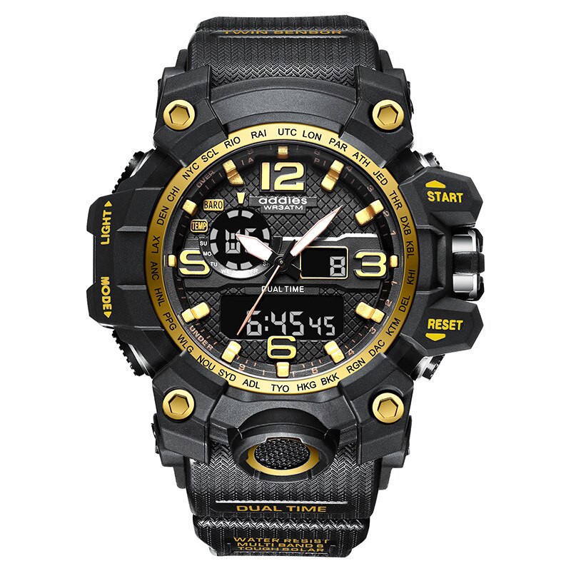 Addies/Aidis Elektronische Horloge Mannen Outdoor Multi-Functionele Sport Waterdichte Student Horloge Mannen Horloges: Black Gold