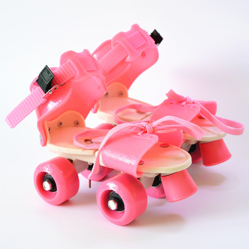 Children Two Lines Roller Skates Double Row 4 Wheel Skating Shoes Adjustable Size Sliding Slalom Inline Skates For Kid: pink