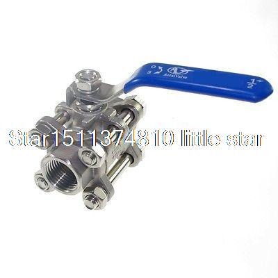 1PCS DN25 G1" Female 3-Piece Full Ports 304 Stainless Steel Ball Valve