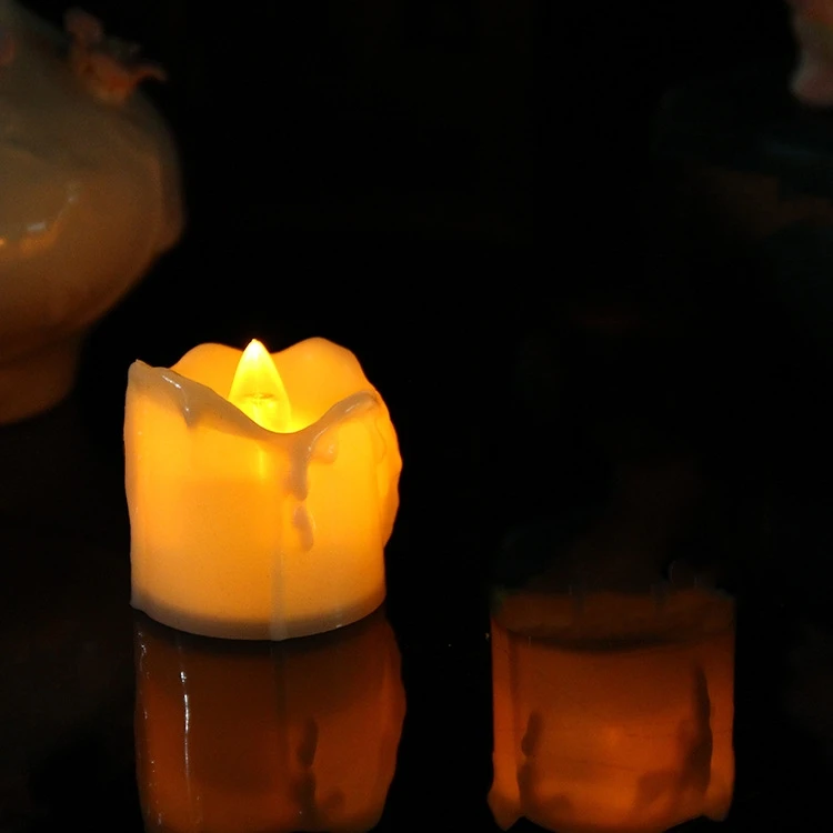 Fjernstyrte ledet-elektriske stearinlys batteridrevne flammeløse stearinlys flimrende hvitt lys bevegelig flamme skrivebordsdekor: Drue