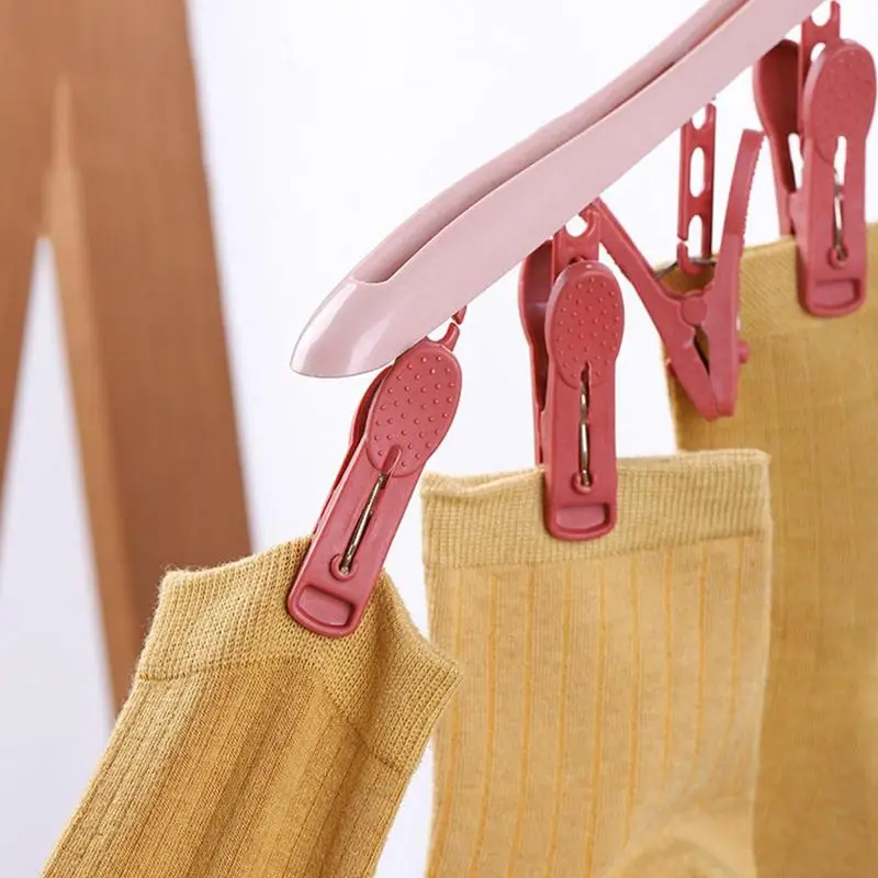 8Clips Clothes Drying Hanger Windproof Underwear Socks Drying Rack Hanger Multifunction Clothes Hanger