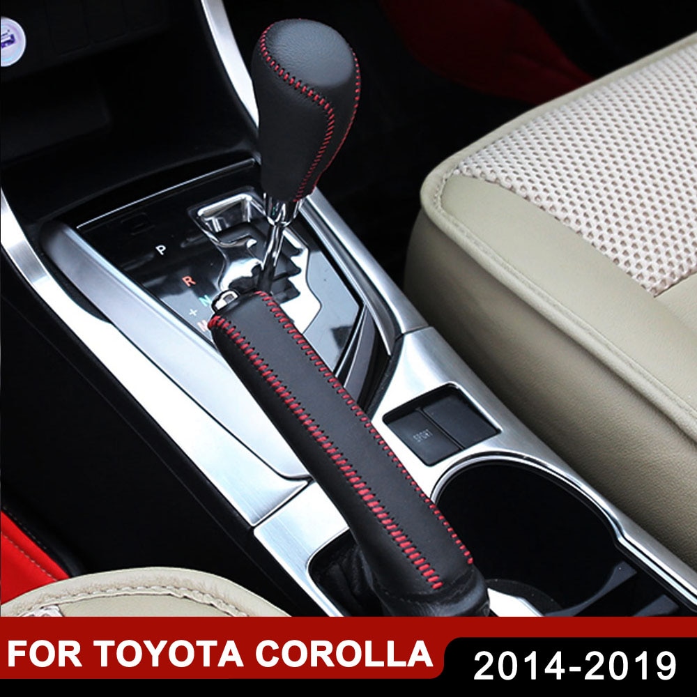 Interieur Accessoires voor Toyota Corolla RAV4 Versnellingspook Kragen Handrem Cover Lederen Hand-Gestikt Pookknop cover