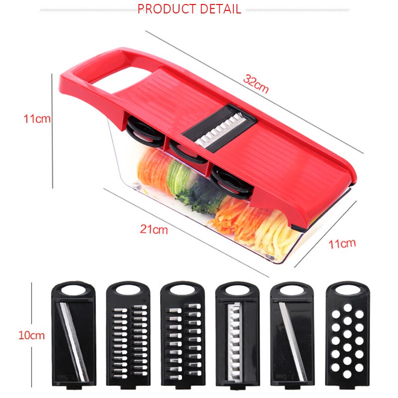 Multifunctionele Wortel Rasp Dunschiller Keuken Tool Mandoline Groente Fruit Slicer Rasp Cutter Peeler Ui Slicer: red