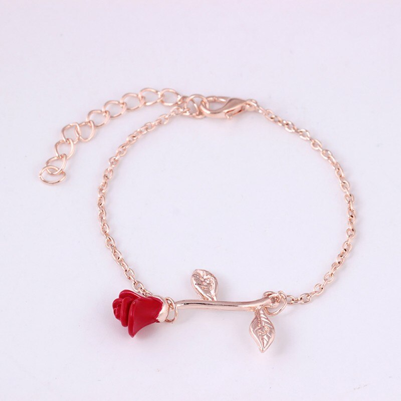 Rose Armband Simple Charms Bloem Legering Armbanden Armbanden Rode Roos Accessoires Voor Sophisticated Vrouwen Sieraden N06: SV0574MJ