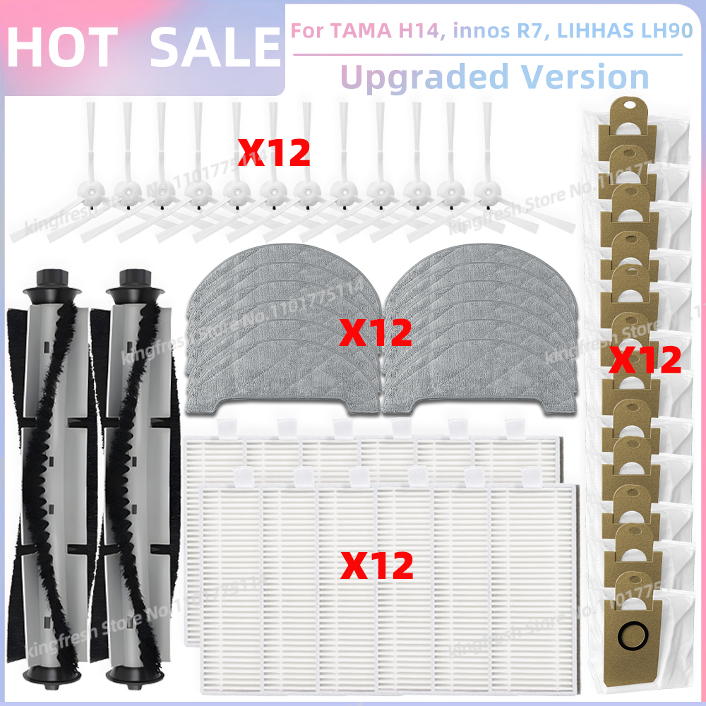 Pasuje robić TAMA H14, Blaupunkt Bluebot komfort plus, innos R7, LIHHAS LH90 Części Zamienne robić Odkurzacza Główna Rolka Szczotka Boczna Filtr Szmatka robić Mopowania Worek na Kurz: zgniły zielony