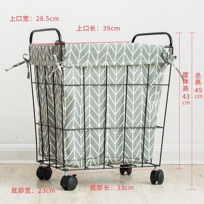 Fabric hamper Nordic wrought iron toy storage basket large laundry home bucket simple dirty clothes