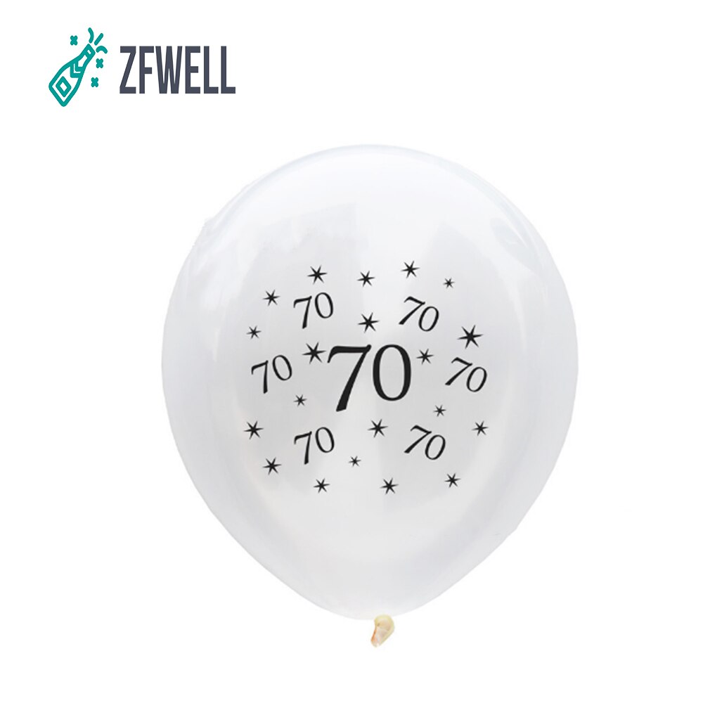 Zfwell 10 stk / lot 12 tommer 30-80 fødselsdagsballon hvid rund latex ballon fødselsdagsfest jubilæumsdekoration ballon .6.5: 70th